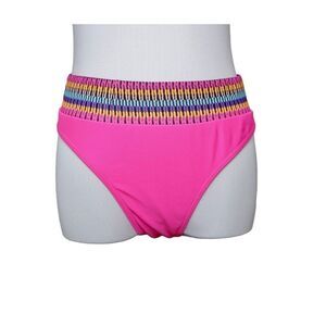 Shein High Waist Pink Tribal Waist Cheeky Swim Bottom LARGE Poolcore Beach